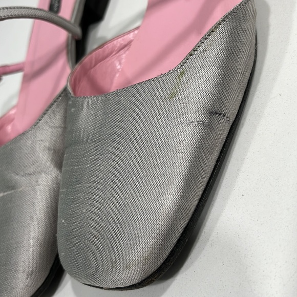 Kate Spade Soft Gray Dupioni Silk Square Toe Strap Low Heel - Picture 4 of 14
